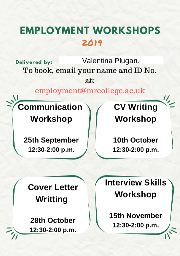 Employment Workshops details | Mont Rose College