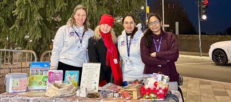 Mont Rose College team participating at the Seven Kings Light Up Event with Our Streets Redbridge, promoting sustainable initiatives and community engagement