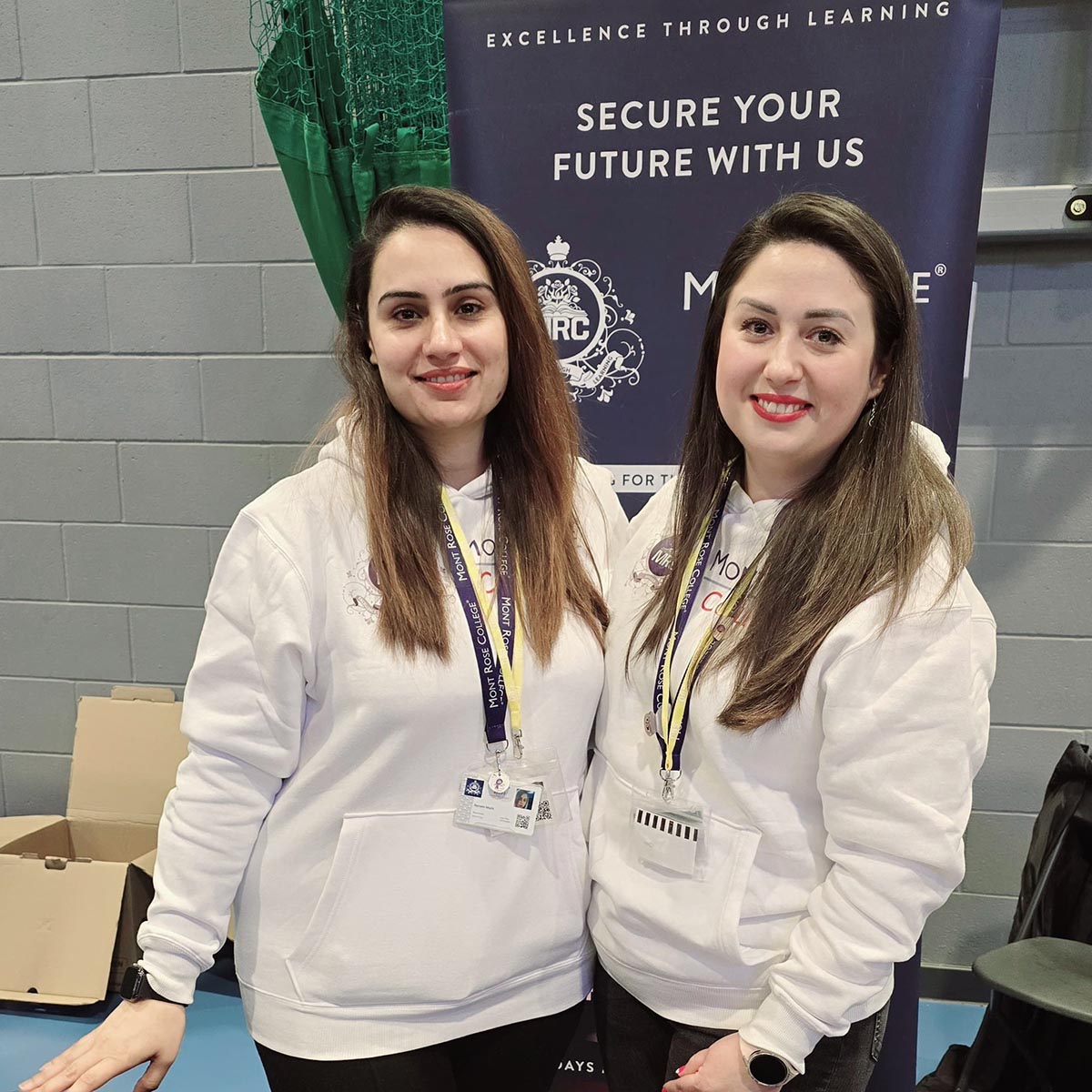 Mont Rose College representatives at Atam Academy’s Careers Fair 2025, promoting higher education opportunities and career pathways for students.