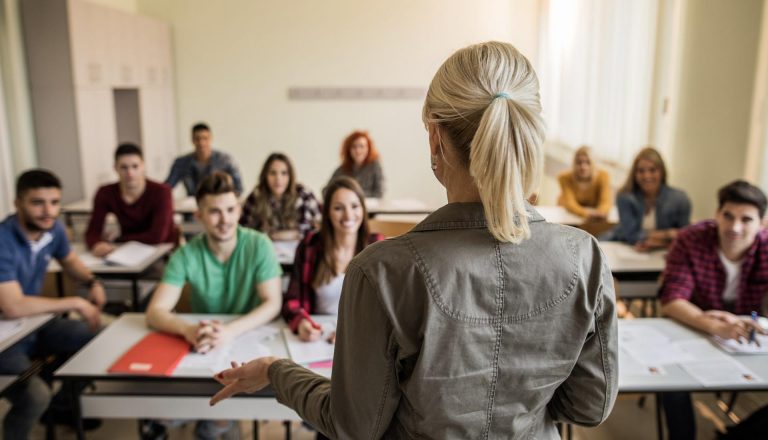 Teacher addressing a classroom of attentive students HND Qualifications