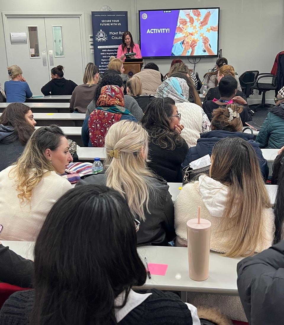 Students and staff participate in an engaging International Women’s Day activity session at Mont Rose College.
