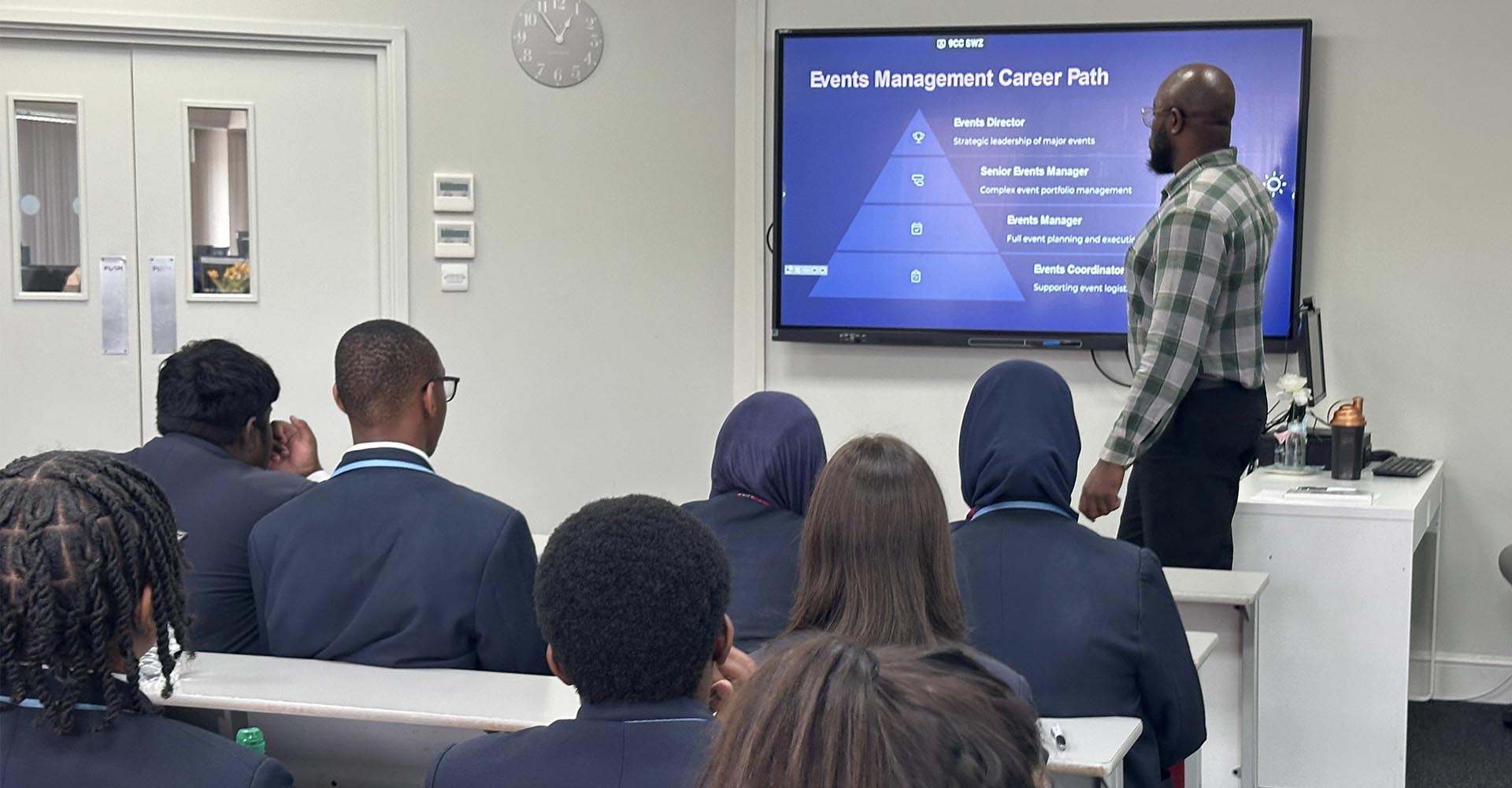 Students from Cumberland High School attending a presentation on the Events Management Career Path at Mont Rose College.