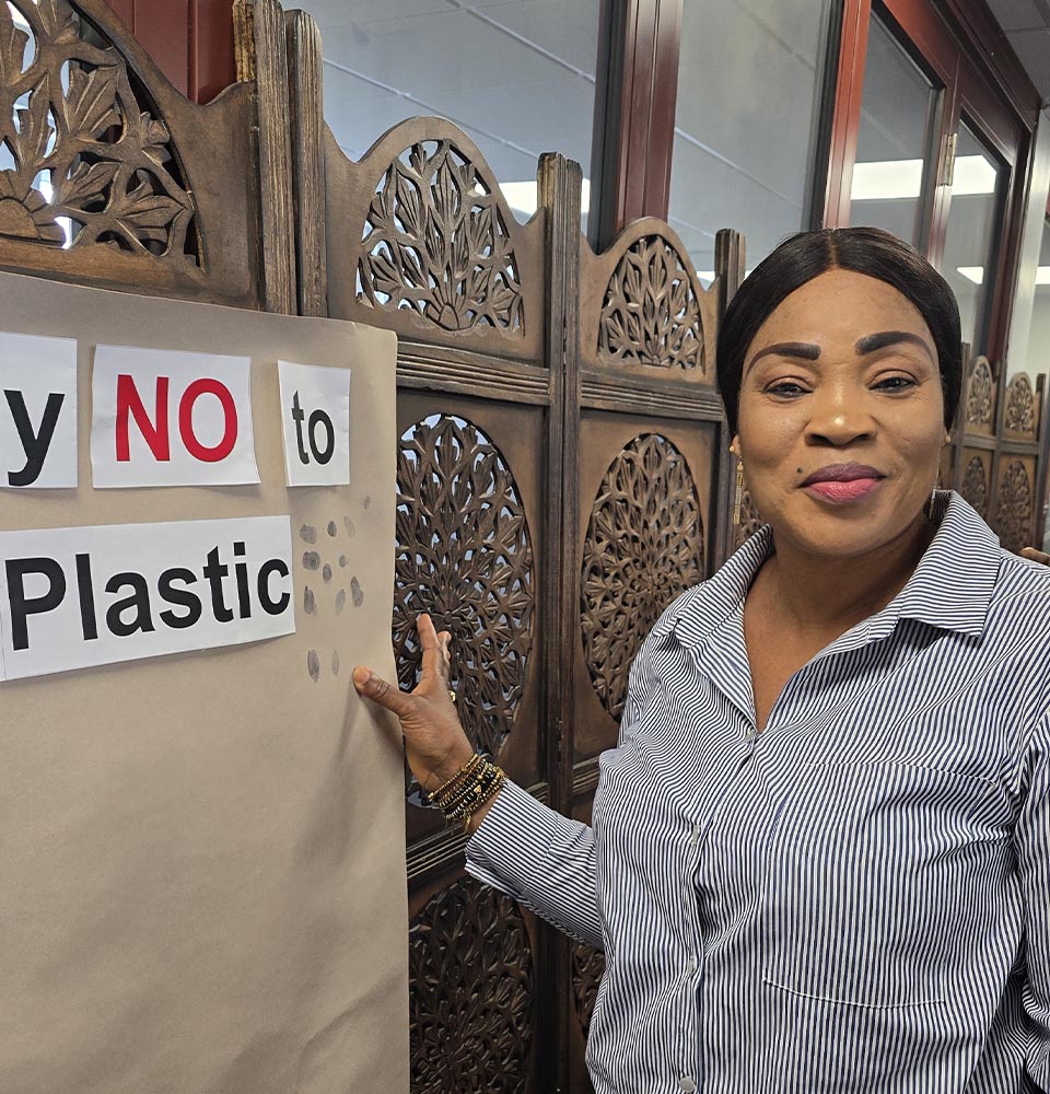 Woman standing beside a